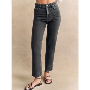 Sezane L'iconique Droit Iconic Straight Leg Jeans in Middle Grey Size 38 (6 US)